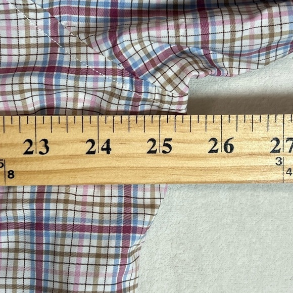 New W/O Tags Johnnie-O XL Prep-Formance Button Front Blue Plaid Stretch Shirt - Picture 7 of 9